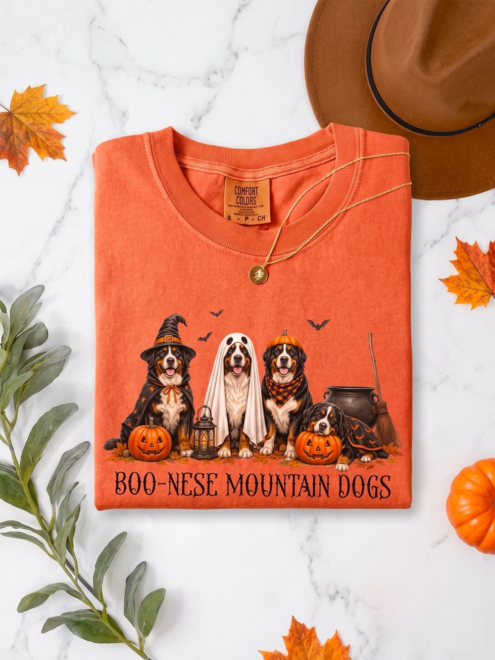 Funny Bernese Mountain Dog Halloween Fall Comfort Colors T-Shirt